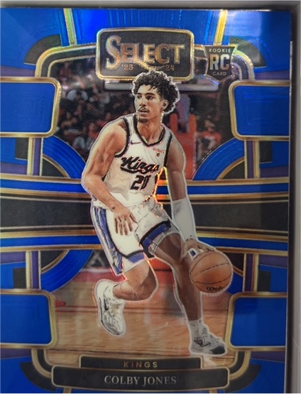 2023-24 Panini Select #83 Colby Jones Sacramento Kings Blue Prizm Rookie — front