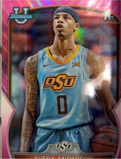 2022-23 Bowman University Chrome #60 Avery Anderson Pink Refractor — front