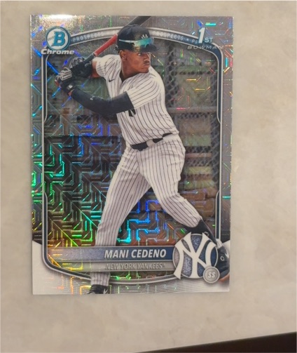2025 Bowman Chrome #BCP-199 Mani Cedeno Mojo Refractor — front