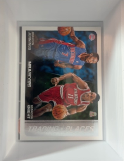 2014-15 Panini NBA Hoops Trading Places #20 Brandon Jennings & Brandon Knight — front