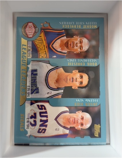 2001-02 Topps #218 League Leaders Steals Mookie Blaylock Doug Christie Allen Iverson — front