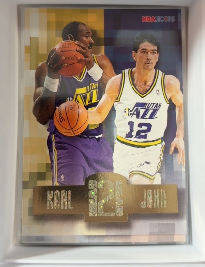 1996-97 NBA Hoops Head 2 Head #HH10 Karl Malone / John Stockton — front