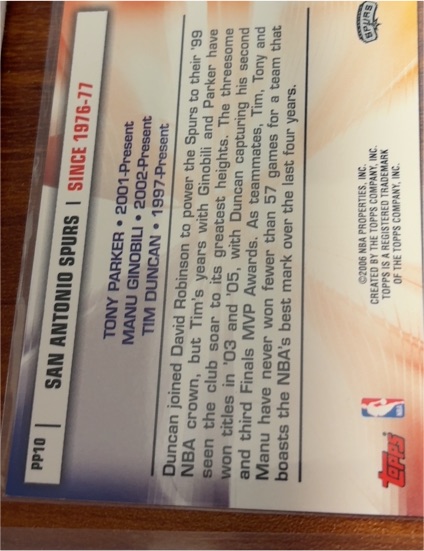 2006 Topps Pride of the Program #PP10 Tony Parker — front