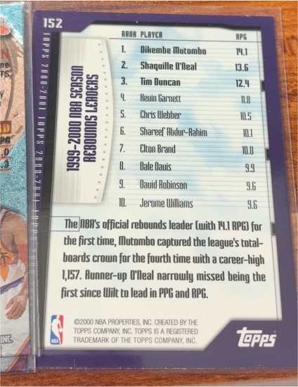 2000 Topps #152 Dikembe Mutombo NBA Basketball — front