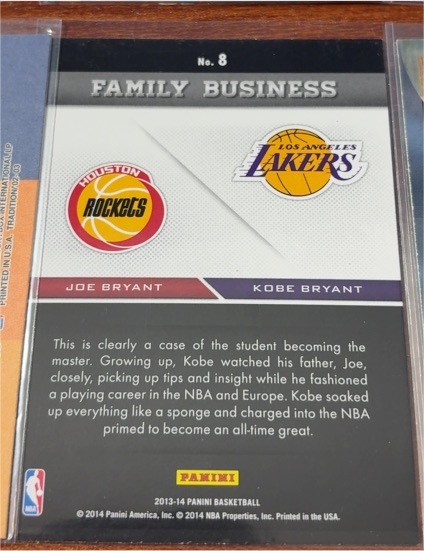 2013-14 Panini Basketball #8 Family Business Joe Bryant Kobe Bryant — front
