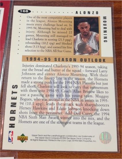 1994-95 Upper Deck #168 Alonzo Mourning — front