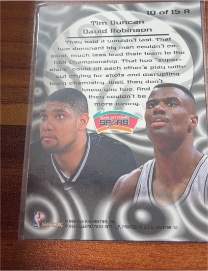 1999 Skybox #10 Tim Duncan, David Robinson — front