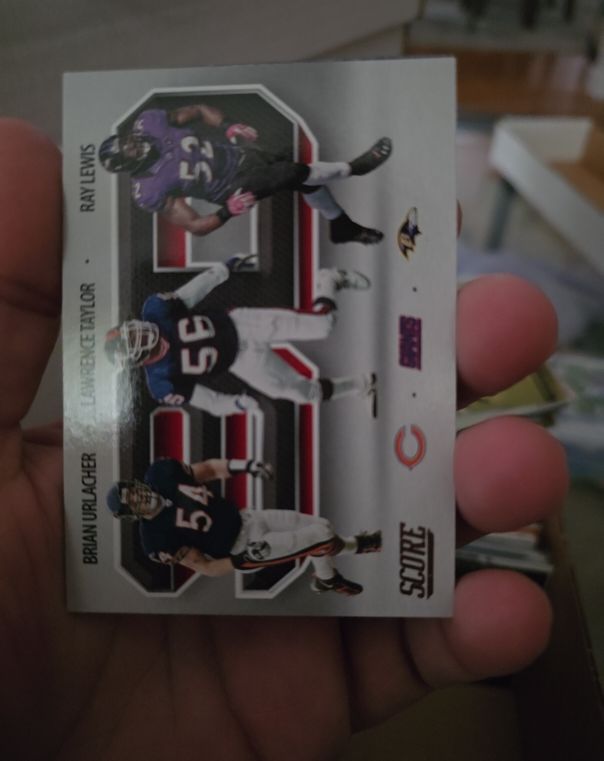 2021 Panini Score #3D2 Brian Urlacher / Lawrence Taylor / Ray Lewis 3D Insert — front