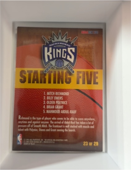 1997 Starting Lineup Backboard Kings #23 Mitch Richmond — front