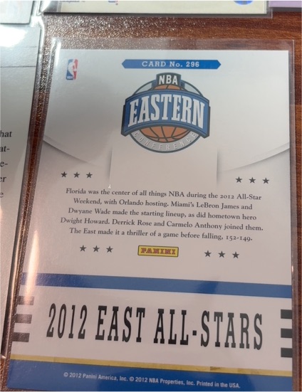 2012 Panini NBA Eastern Conference #296 East All-Stars — front