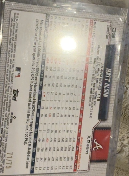 2025 Topps Series 1 #391 Matt Olson — front