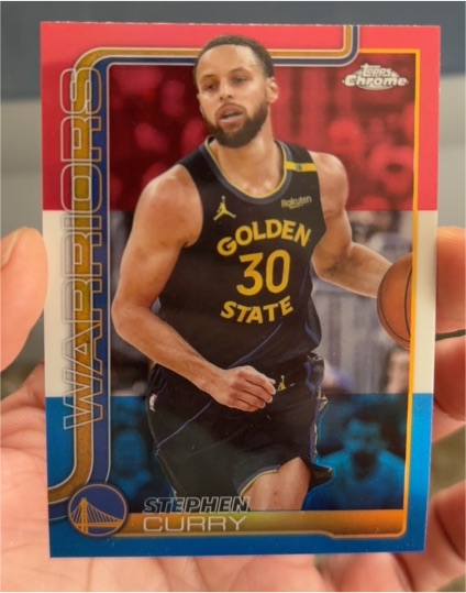2025-26 Topps Chrome #201 Stephen Curry Red White Blue Golden State Warriors — front
