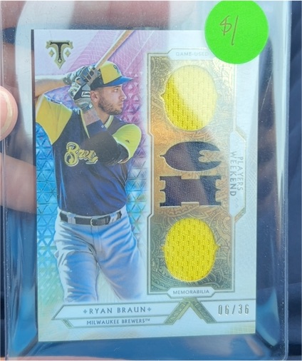 2017 Topps Triple Threads Single Jumbo Relics Silver #SJR-RB Ryan Braun — front