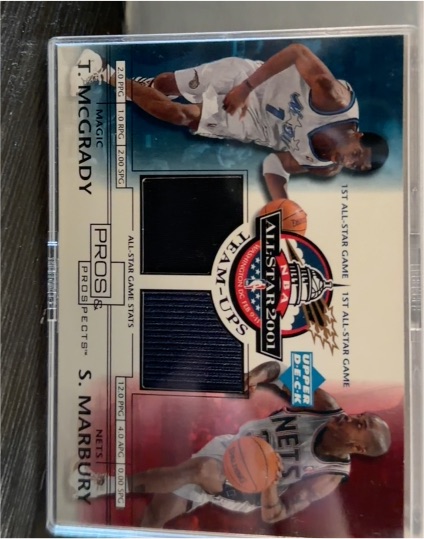 2001 Upper Deck Pros & Prospects Duel Jersey All Star S. Marbury - Tracy McGrady — front