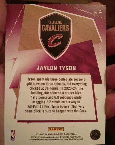2024-25 Panini Donruss #4 Jaylon Tyson — front