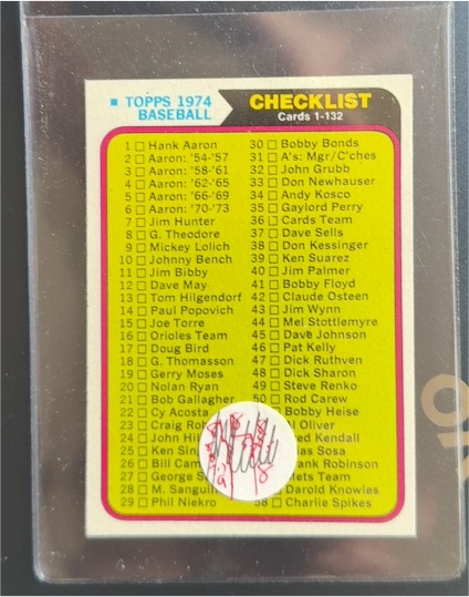 1974 Topps Checklist #CHECKLIST — front