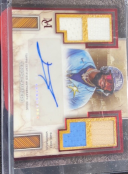 2025 Topps Museum Collection Junior Caminero Signature Swatches Quad Relic Auto — front
