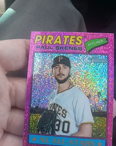 2026 Topps Heritage #33 Paul Skenes Pink Sparkle NL All-Stars Pirates — front
