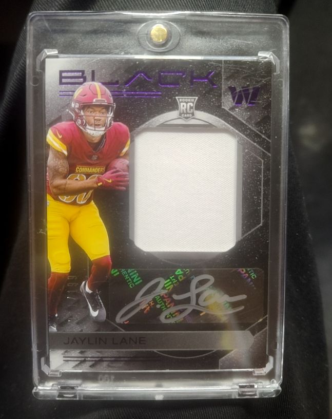 2025 Panini Black #RKPA-JLE Jaylin Lane Rookie Patch Autograph — front