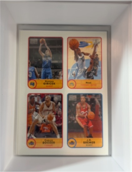 2003-04 Topps Bazooka Four on One Stickers #unknown Gordan Giricek, Nene, Carlos Boozer, J.R. Bremer — front