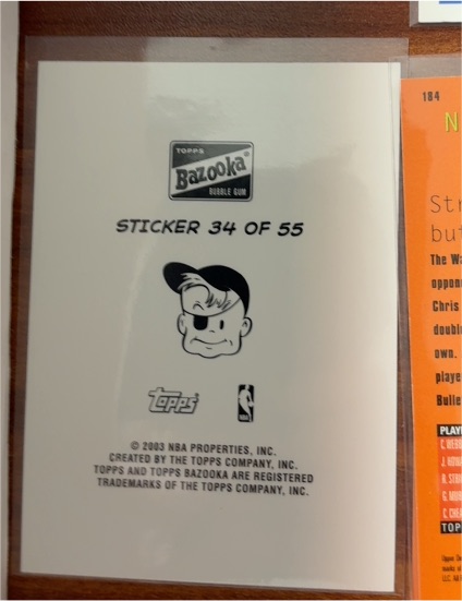2003 Topps Bazooka Sticker #34 — front