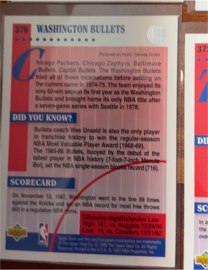 1991 Upper Deck #376 Harvey Grant — front