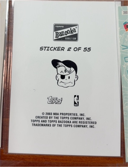 2003 Topps Bazooka Sticker #2 — front
