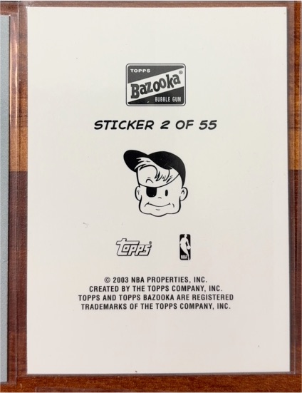 2003 Topps Bazooka Sticker #2 — front