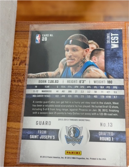 2012-13 Panini Threads #29 Delonte West — front