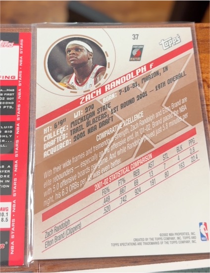2001-02 Topps #37 Zach Randolph — front