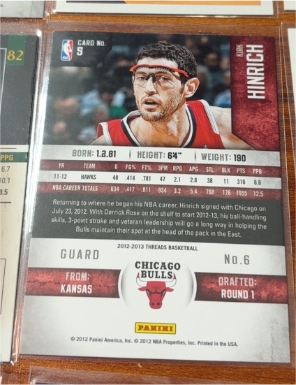 2012-13 Panini Threads #5 Kirk Hinrich — front
