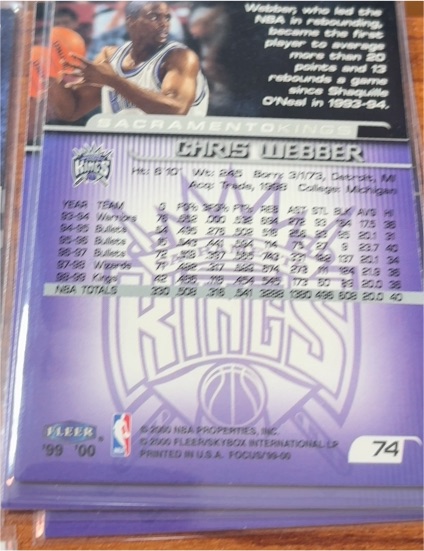 1999-00 Fleer #74 Chris Webber — front