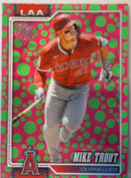2026 Topps Series 1 #350 Mike Trout Holiday Polka Dots Green/Pink — front