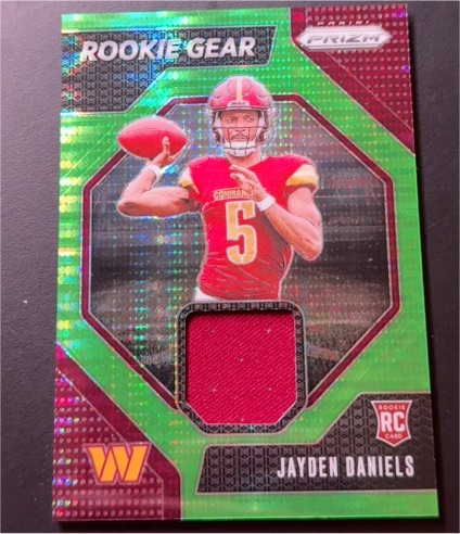 2024 Panini Prizm Rookie Gear Neon Green Pulsar Prizm #RG-JDS Jayden Daniels — front