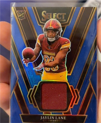 2025 Panini Select #RSW-JLE Jaylin Lane Rookie Swatches Red Prizm — front