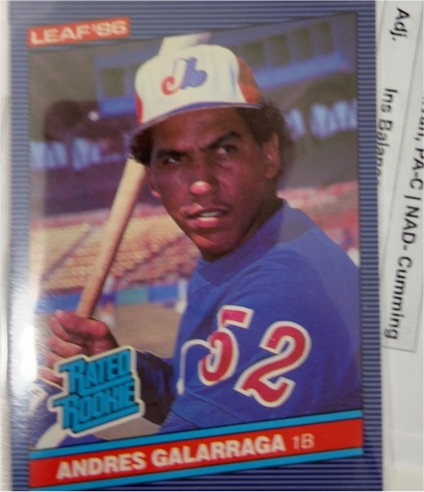1986 Leaf #27 Andres Galarraga — front