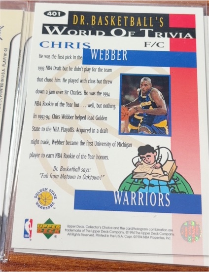 1994 Upper Deck #401 Chris Webber — front