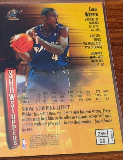 1997-98 Topps Finest #259 Chris Webber Showstoppers — front