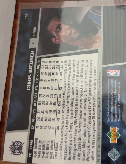 1996-97 Upper Deck #135 Chris Webber — front