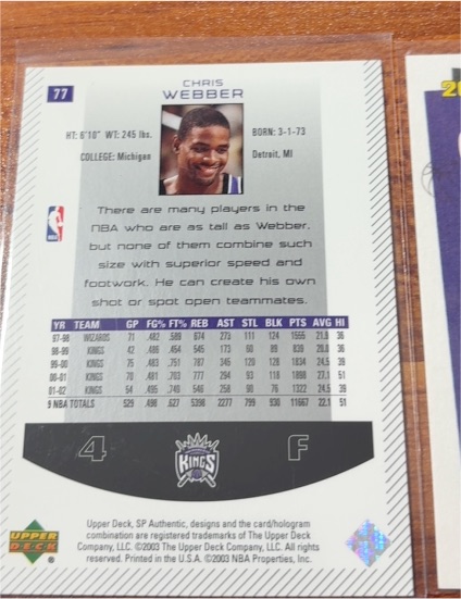 1999-00 Upper Deck #4 Chris Webber — front
