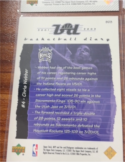 2001-02 Upper Deck Vault Basketball Diary #8D3 Chris Webber — front