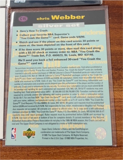 1995-96 Upper Deck Silver Set #C15 Chris Webber — front