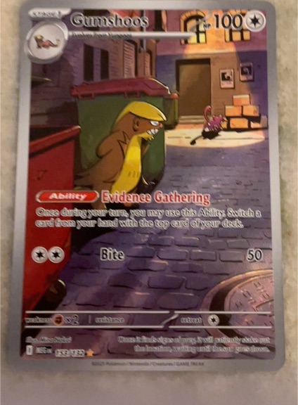 2025 Pokémon #153 Gumshoos ME01 Mega Evolution Illustration Rare Holo — front