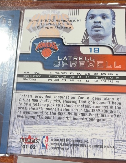 2001-02 Fleer Force #19 Latrell Sprewell — front