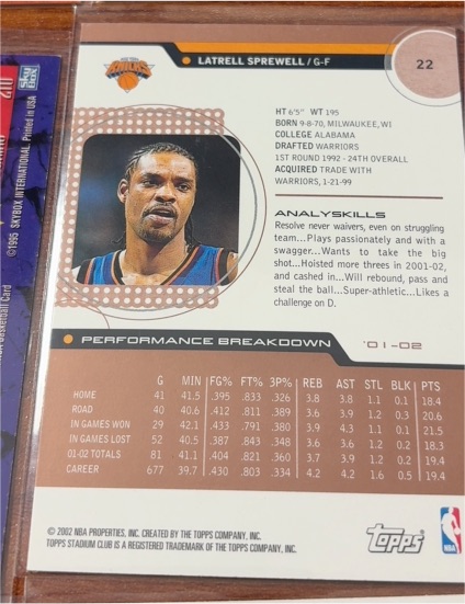 2001-02 Topps Stadium Club #22 Latrell Sprewell — front