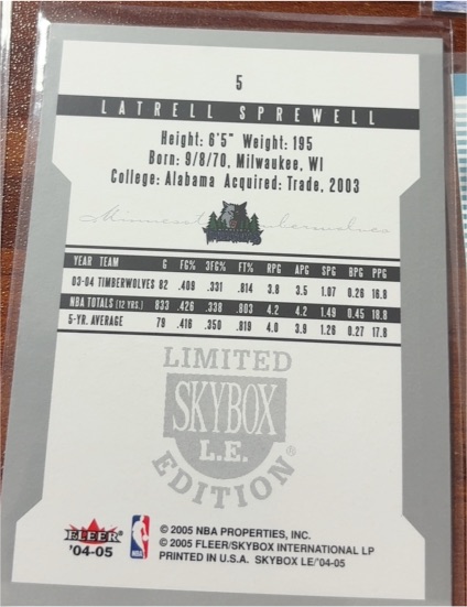 2004-05 Fleer SkyBox LE #5 Latrell Sprewell — front