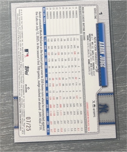 2026 Topps Series 1 #1 Aaron Judge — front