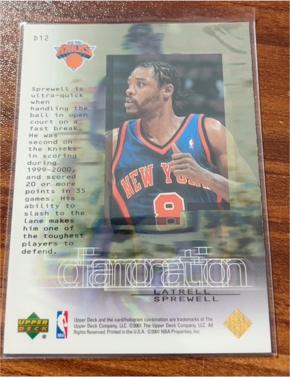 2000-01 Upper Deck Ovation #D12 Latrell Sprewell — front
