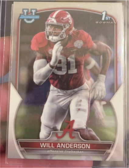 2022 Bowman University Chrome #52 Will Anderson — front