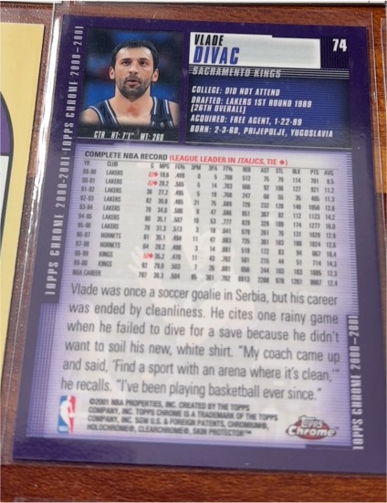 2001 Topps Chrome #74 Vlade Divac Sacramento Kings — front